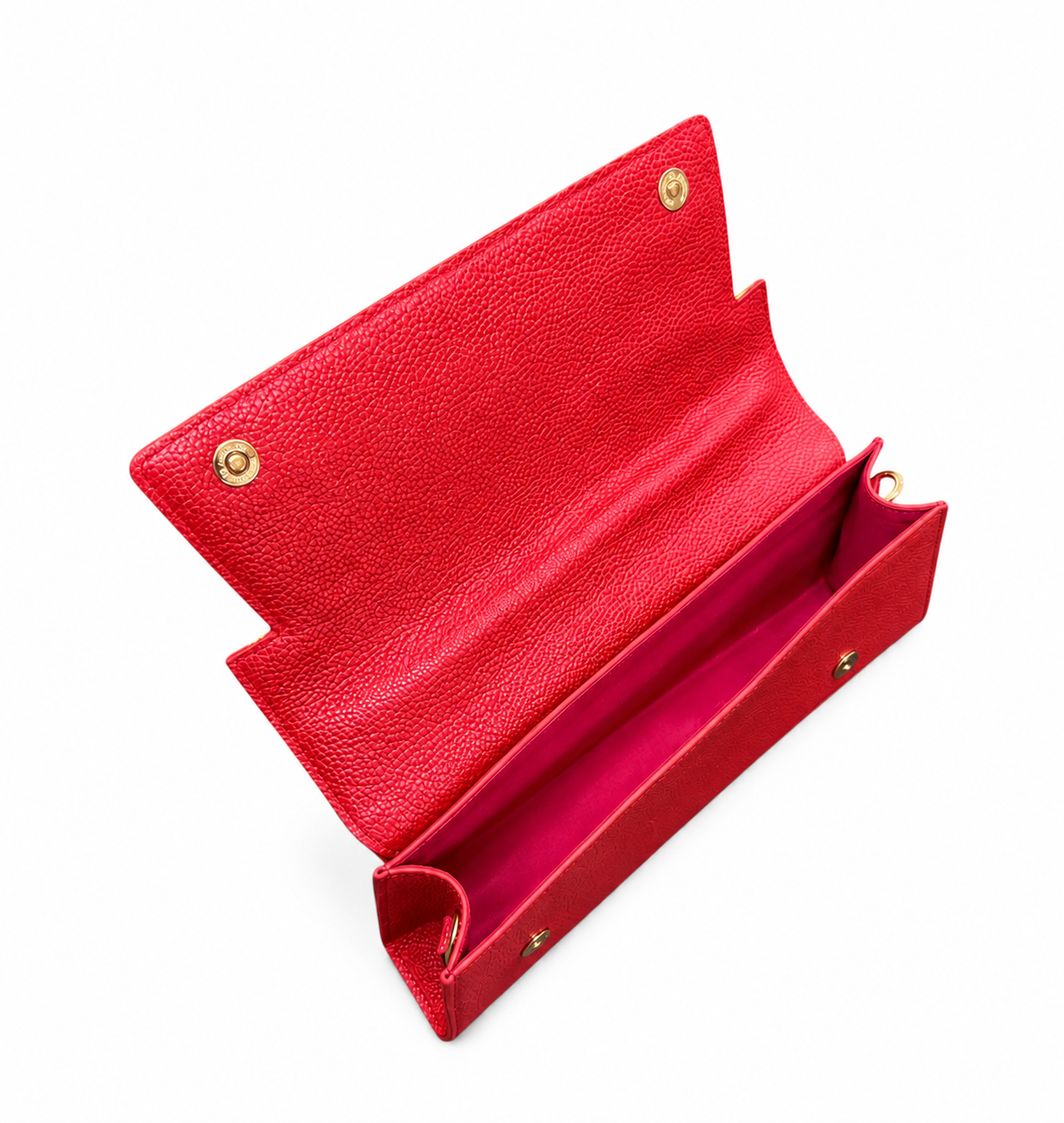 (TTCLTB-ORBLUPUR-RED) Blue Purple Orchid Red Leather Trapeze Bag