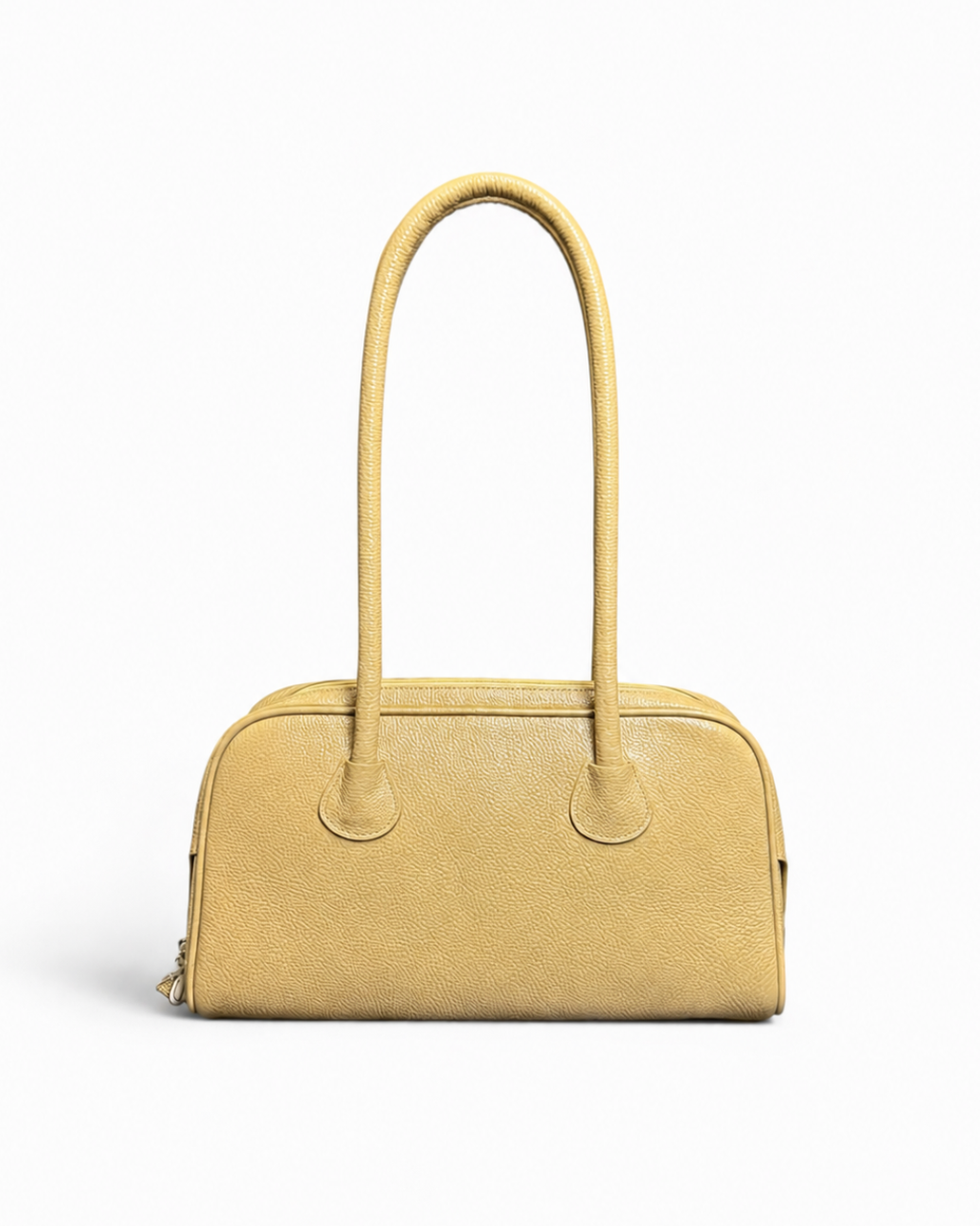 Beige Uniform Leather Boston Bag