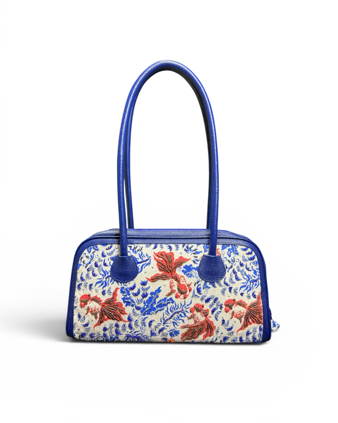 Blue Goldfish Leather Boston Bag