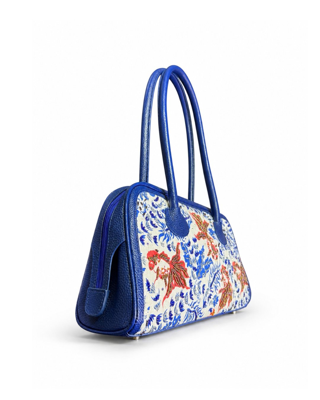 Blue Goldfish Leather Boston Bag