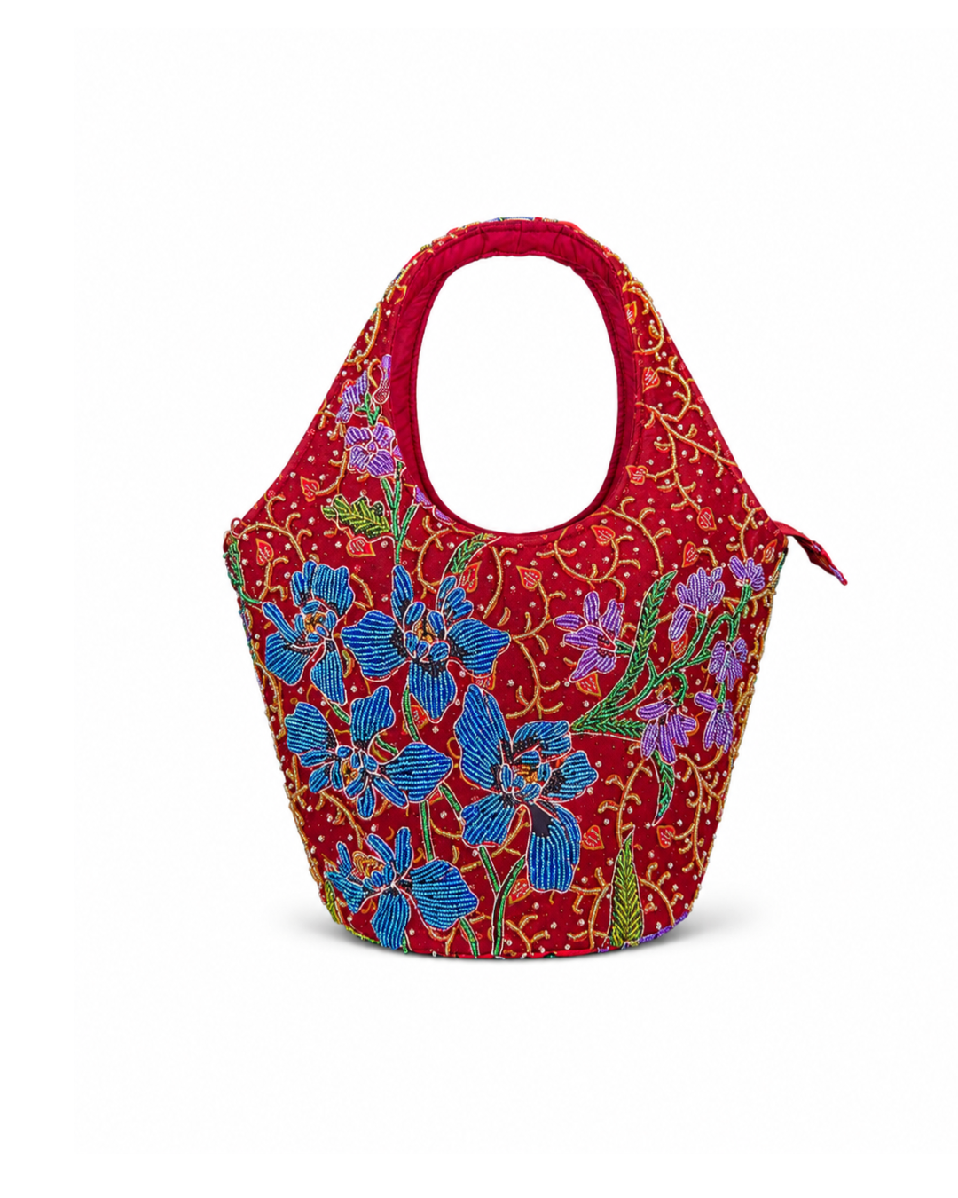 (TTCRTB-ORBLUPUR-RED) Blue Purple Orchid Red Round Tote Bag