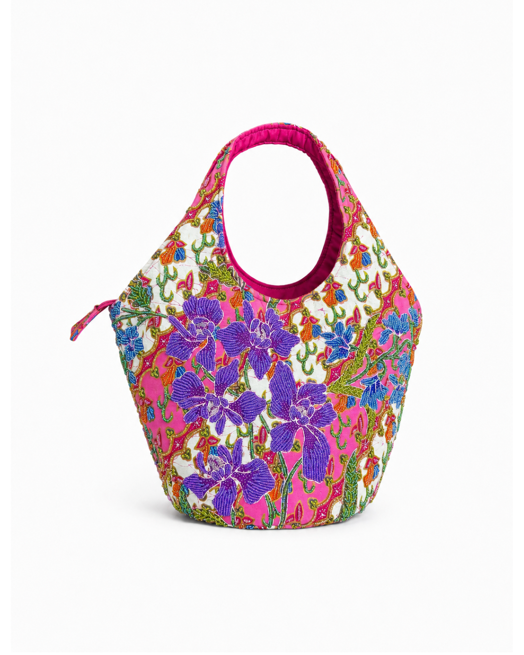 (TTCRTB-ORPURBLU-PNK) Purple Blue Orchid Pink Round Tote Bag