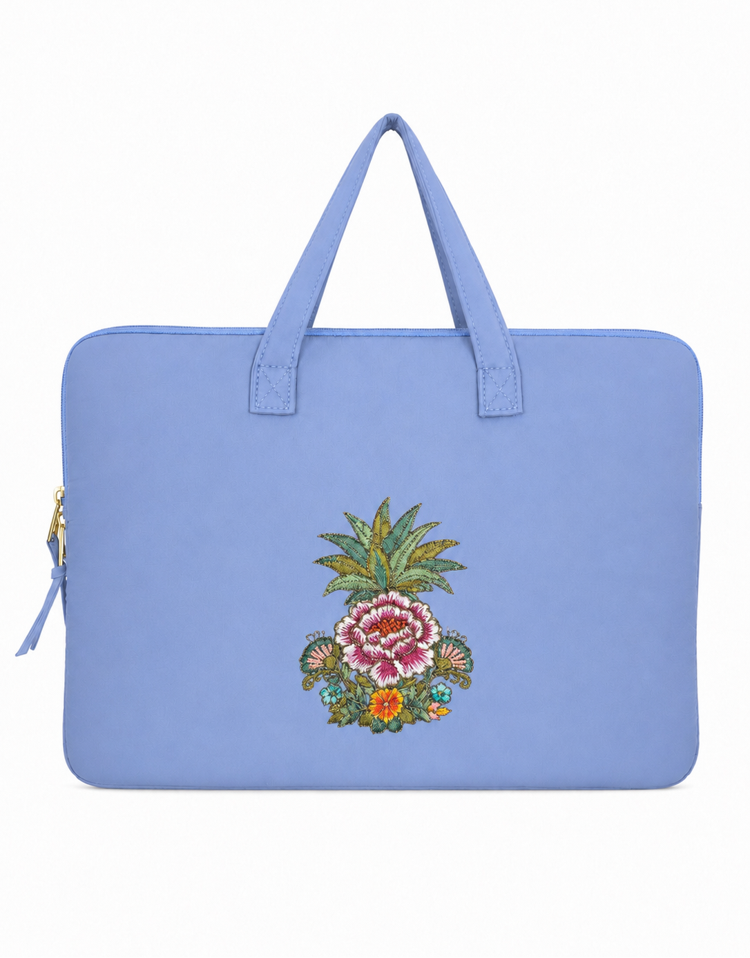 (LTBPELB-PP-LBL) Light Blue Puffer Pineapple Peony Laptop Bag