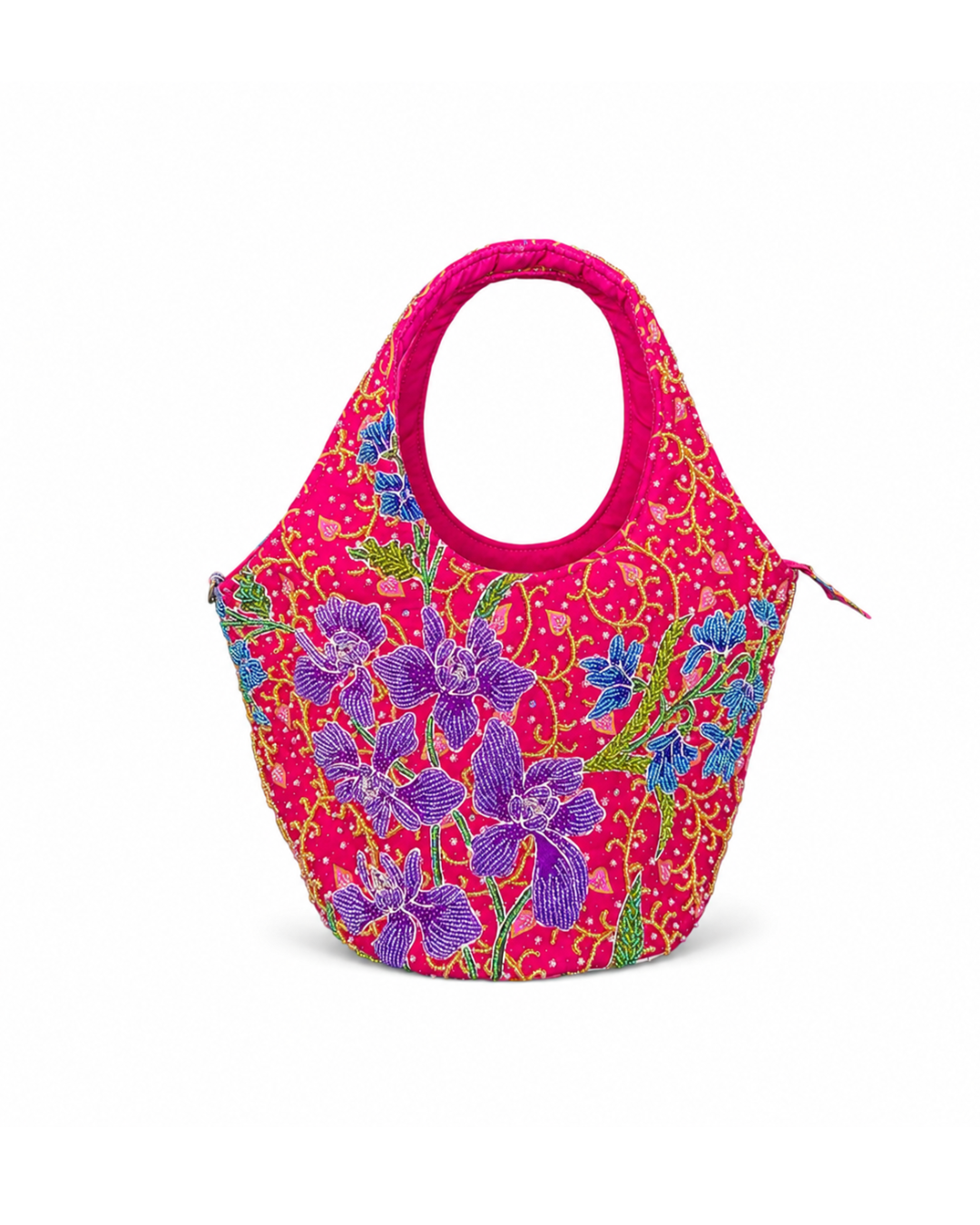 (TTCRTB-ORPURBLU-PNK) Purple Blue Orchid Pink Round Tote Bag