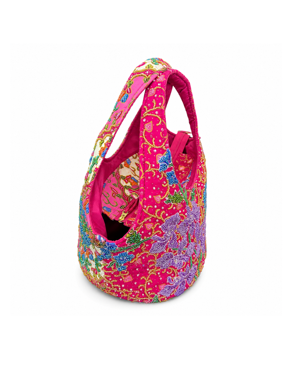(TTCRTB-ORPURBLU-PNK) Purple Blue Orchid Pink Round Tote Bag