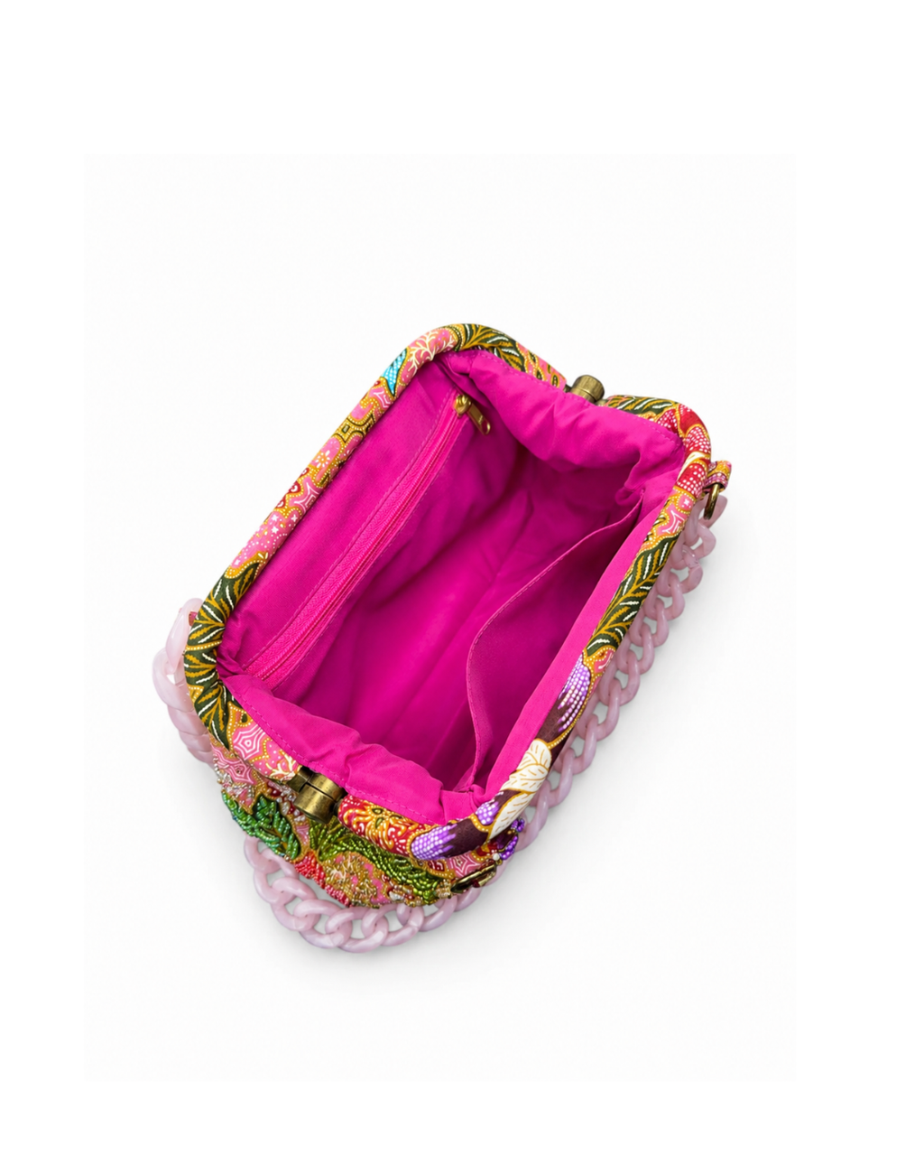 (SHBSRDB-PNK-PFPUR) Pink Small Round Doctor Bag Purple Peony Flower