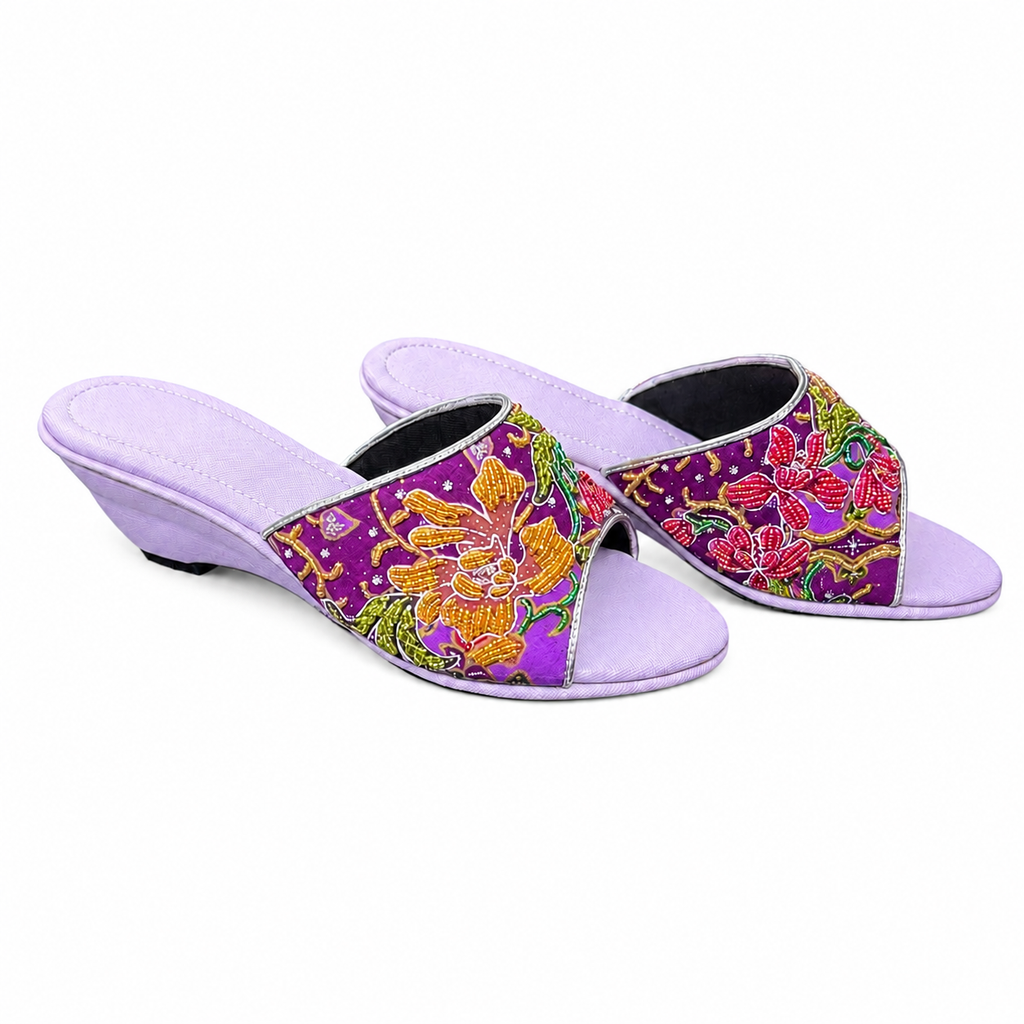 (WPUR-ORYLWRED) Purple Wedges - Yellow Red Beaded Orchid
