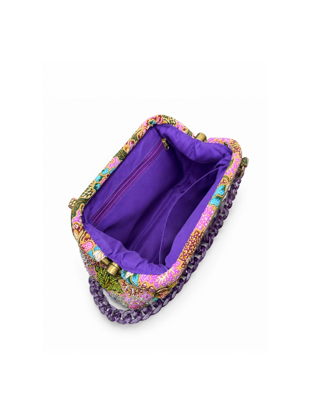 (SHBSRDB-PUR-PFPUR) Purple Small Round Doctor Bag Purple Peony Flower