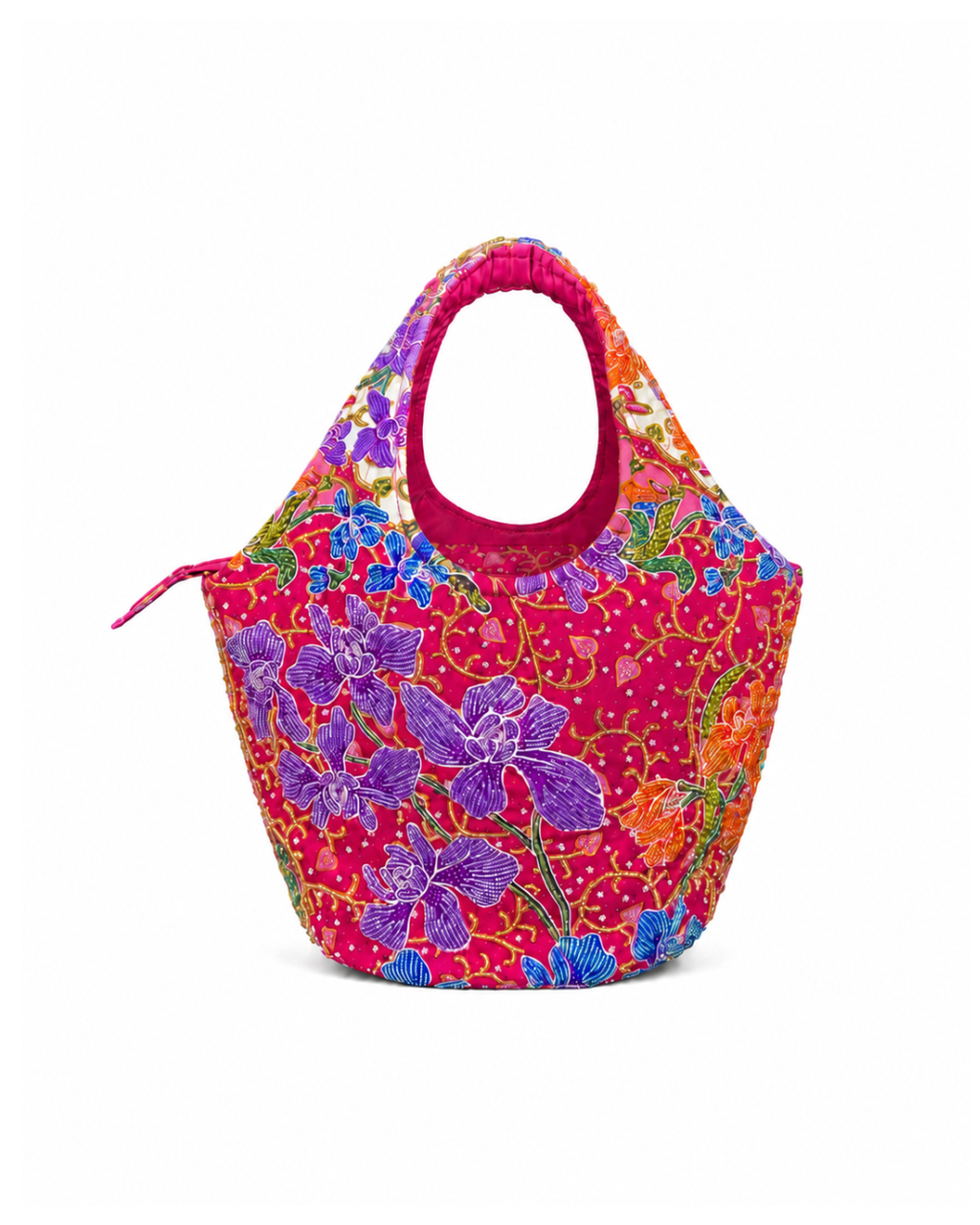 (TTCRTB-ORPURORG-PNK) Purple Orange Orchid Pink Round Tote Bag