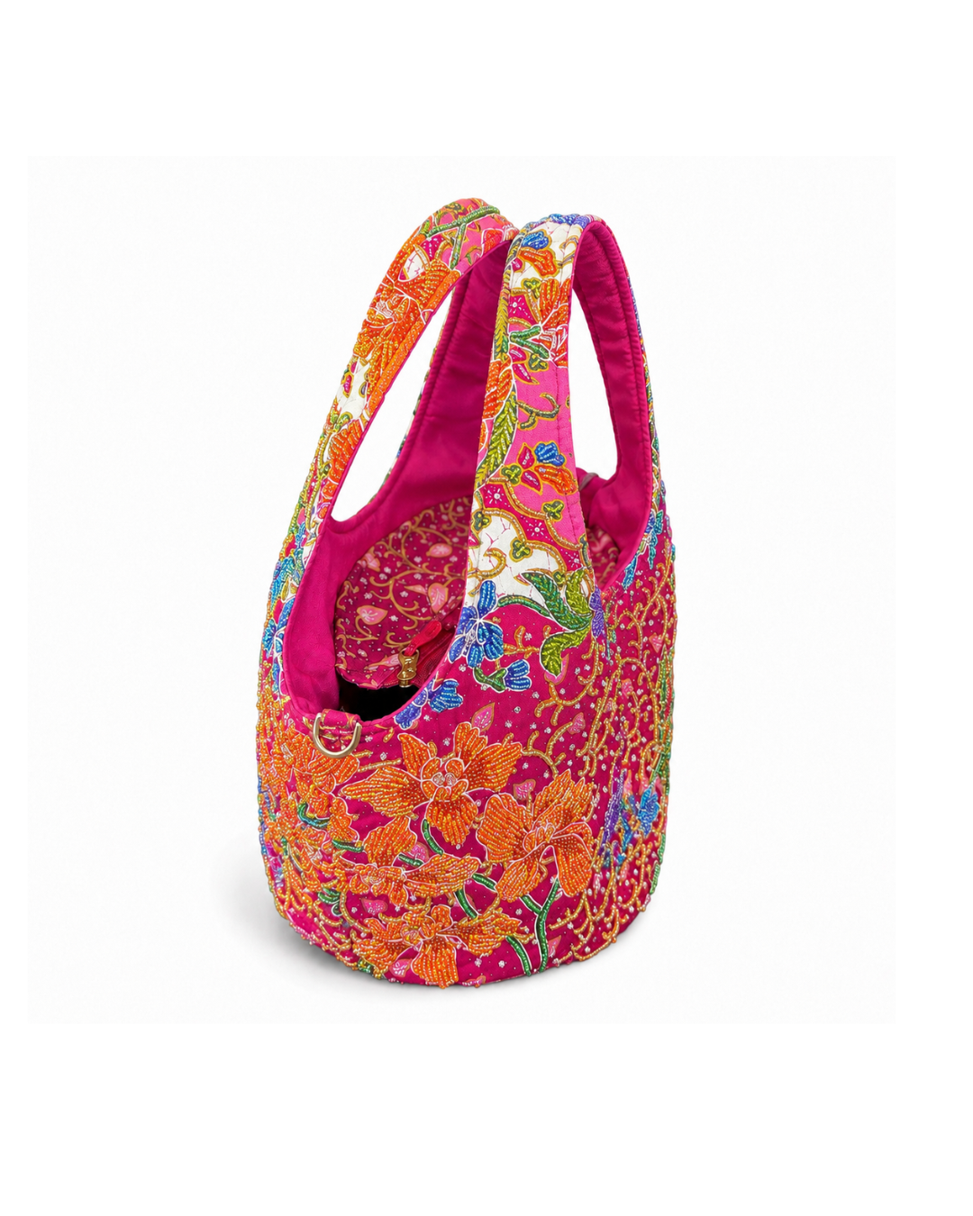 (TTCRTB-ORPURORG-PNK) Purple Orange Orchid Pink Round Tote Bag
