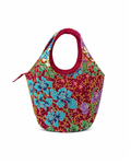 (TTCRTB-ORTURPUR-MAR) Turquoise Purple Orchid Maroon Round Tote Bag