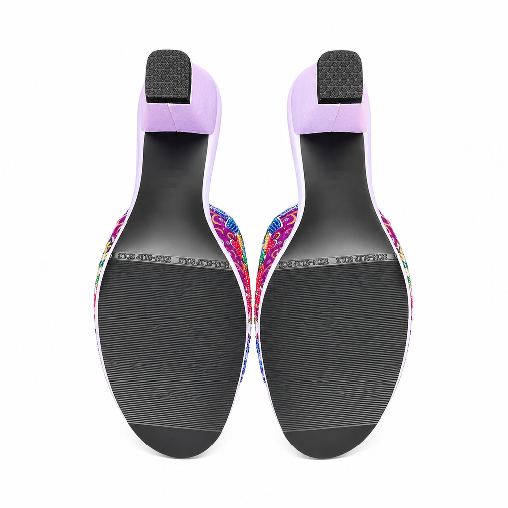 (HPUR-ORBLURED) Purple Heels - Blue Red Beaded Orchid