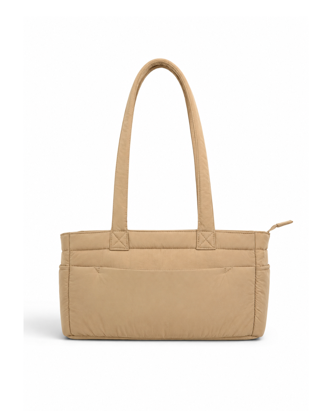 (TTCPEBB-FF-KHK) Khaki Puffer Flower Fish Embroidery Boston Bag