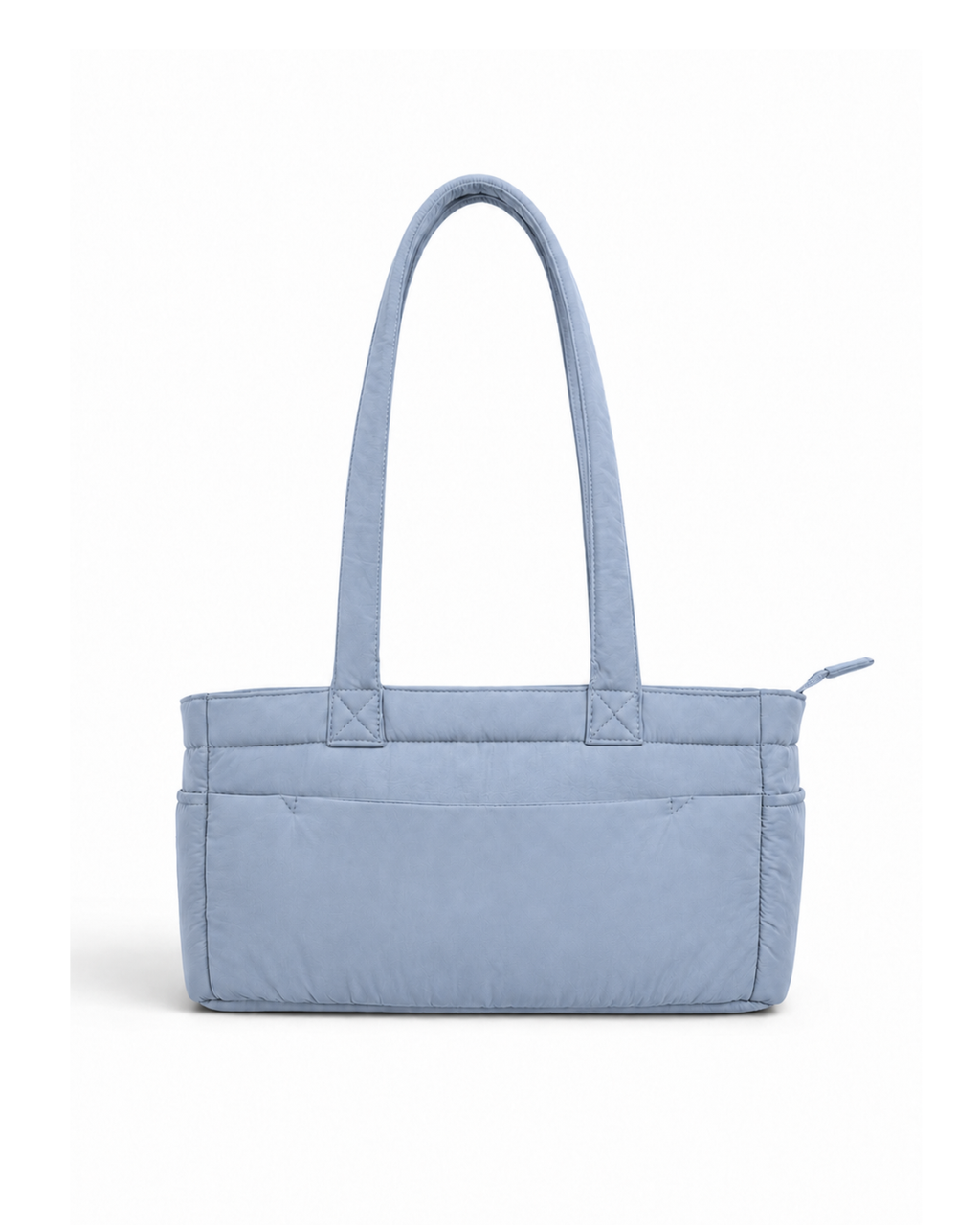(TTCPEBB-PF-LBL) Light Blue Puffer Peony Flower Embroidery Boston Bag