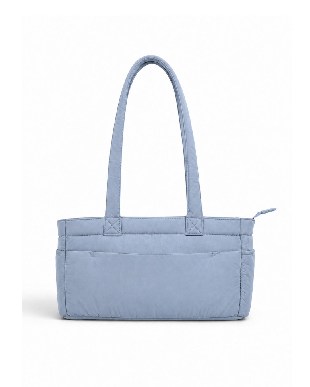(TTCPEBB-PF-LBL) Light Blue Puffer Peony Flower Embroidery Boston Bag