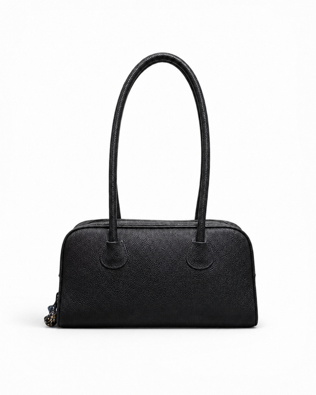 (TTCLBB-MD-BLK) Black Mini Daisies Leather Boston Bag
