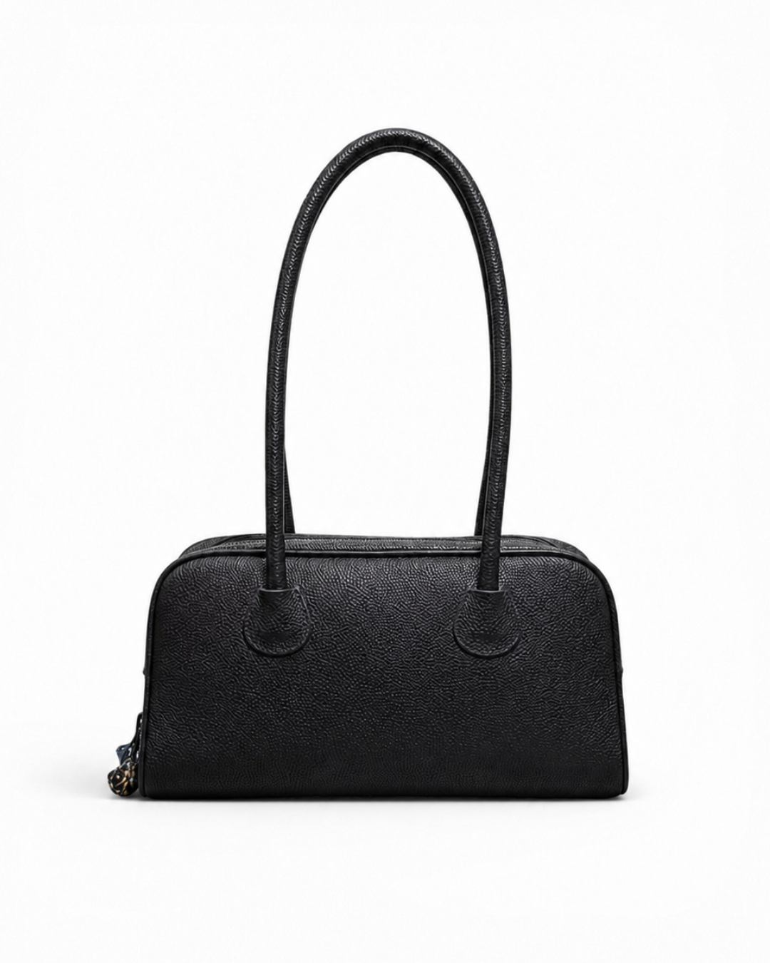 (TTCLBB-MD-BLK) Black Mini Daisies Leather Boston Bag