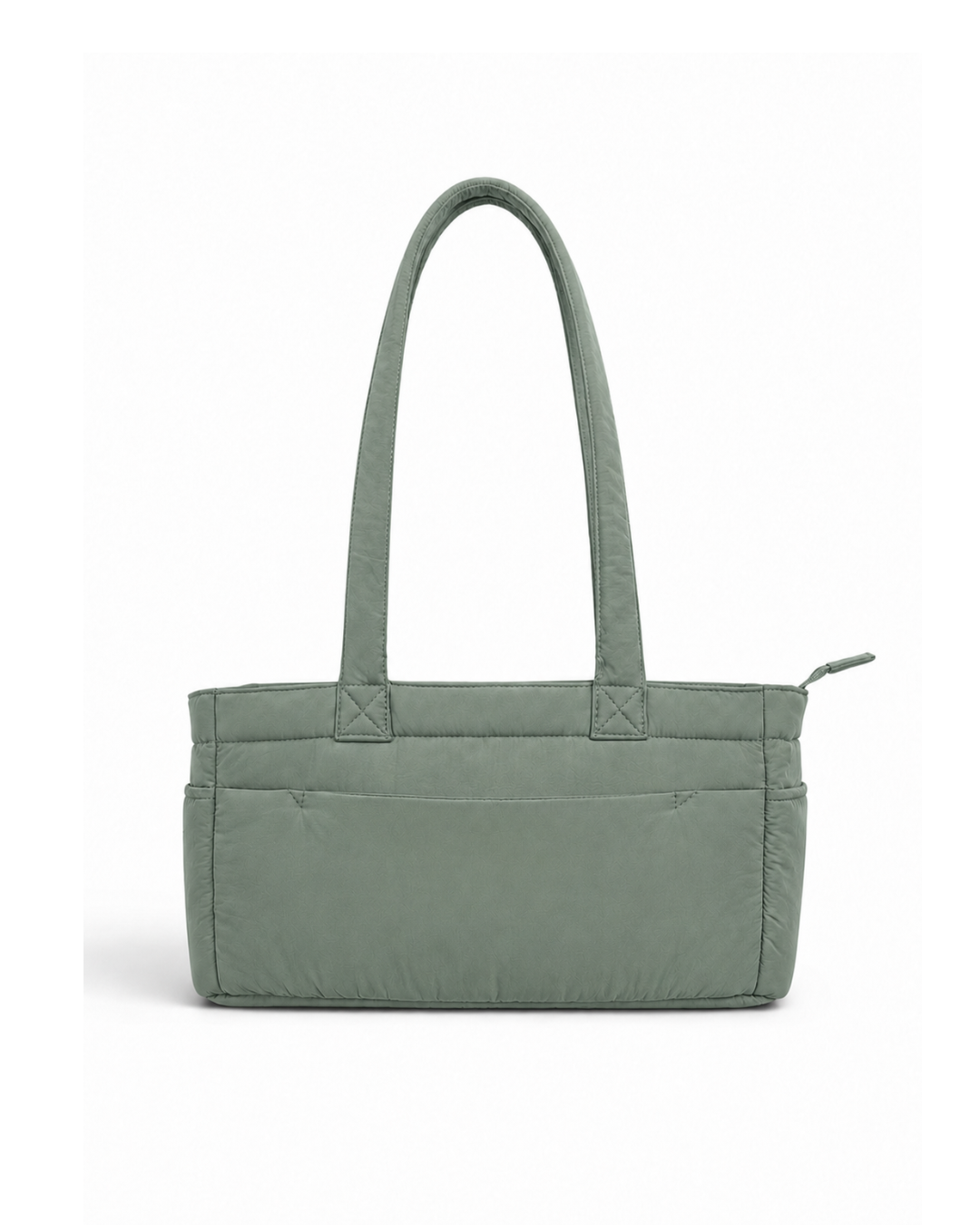 (TTCPEBB-PF-GRN) Green Puffer Peony Flower Embroidery Boston Bag