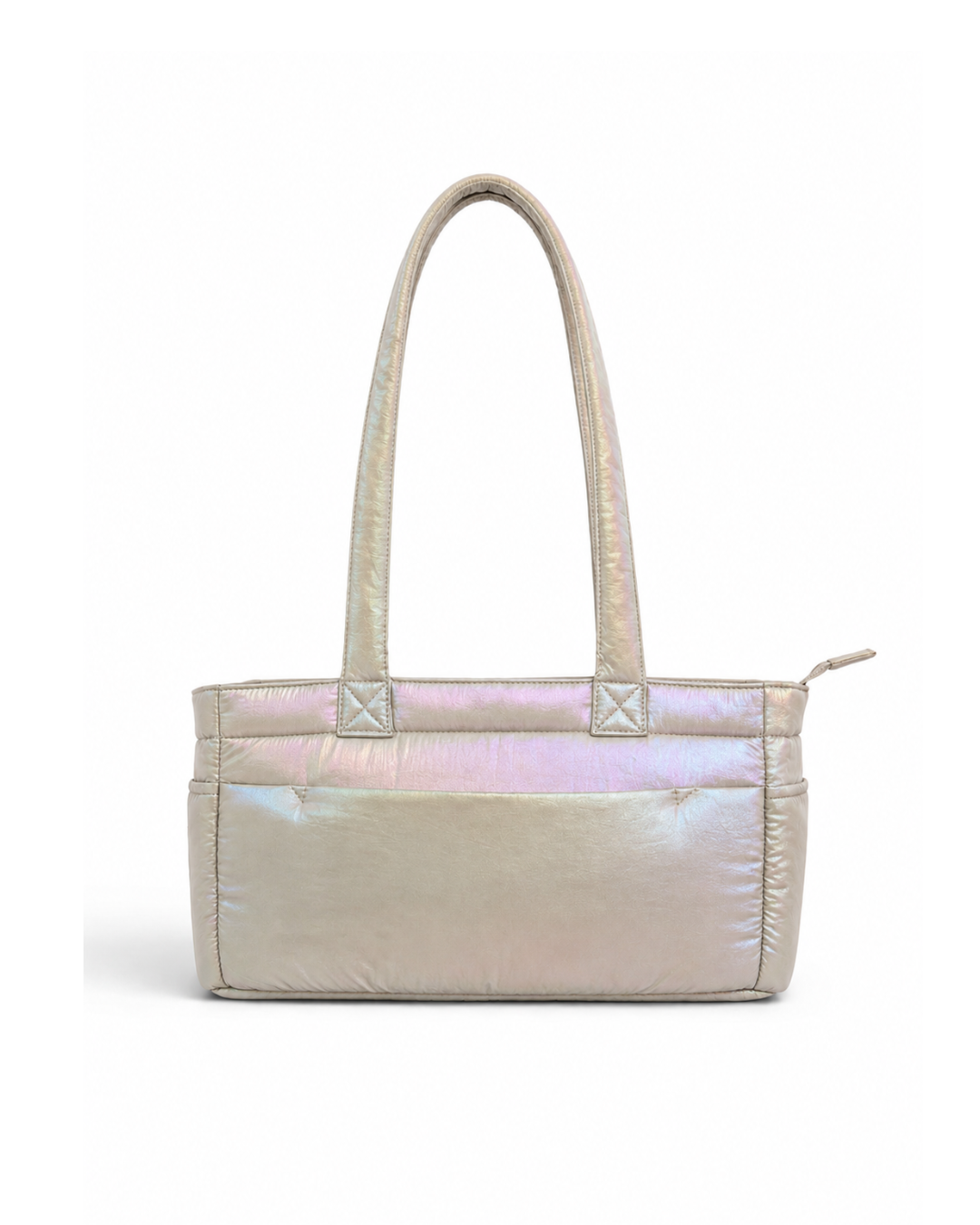 (TTCPEBB-PF-WPE) White Pearl Puffer Peony Flower Embroidery Boston Bag