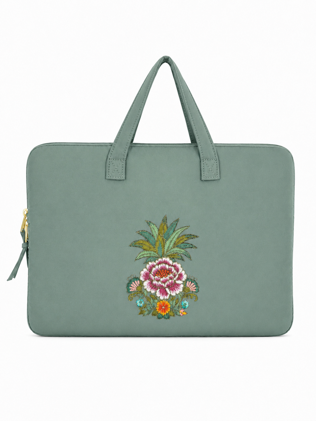 (LTBPELB-PP-GRN) Green Puffer Pineapple Peony Laptop Bag
