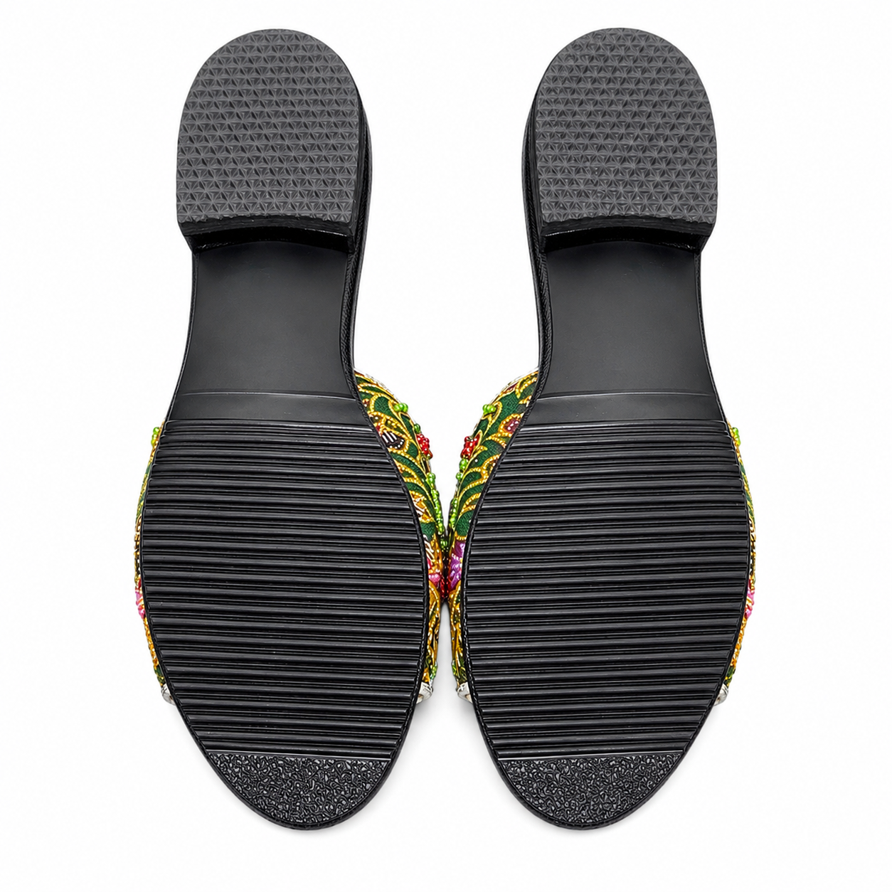 (FBLA-FLOPU) Black Flats - Purple Beaded Flower