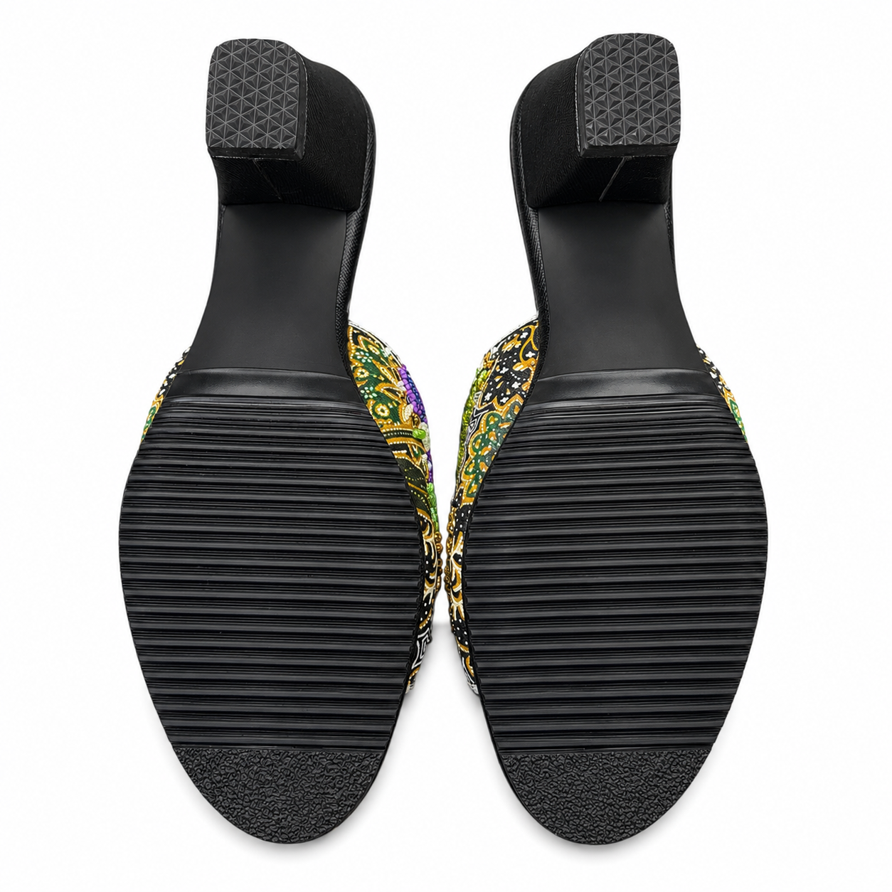 (HBLA-FLOT) Black Heels - Turquoise Beaded Flower