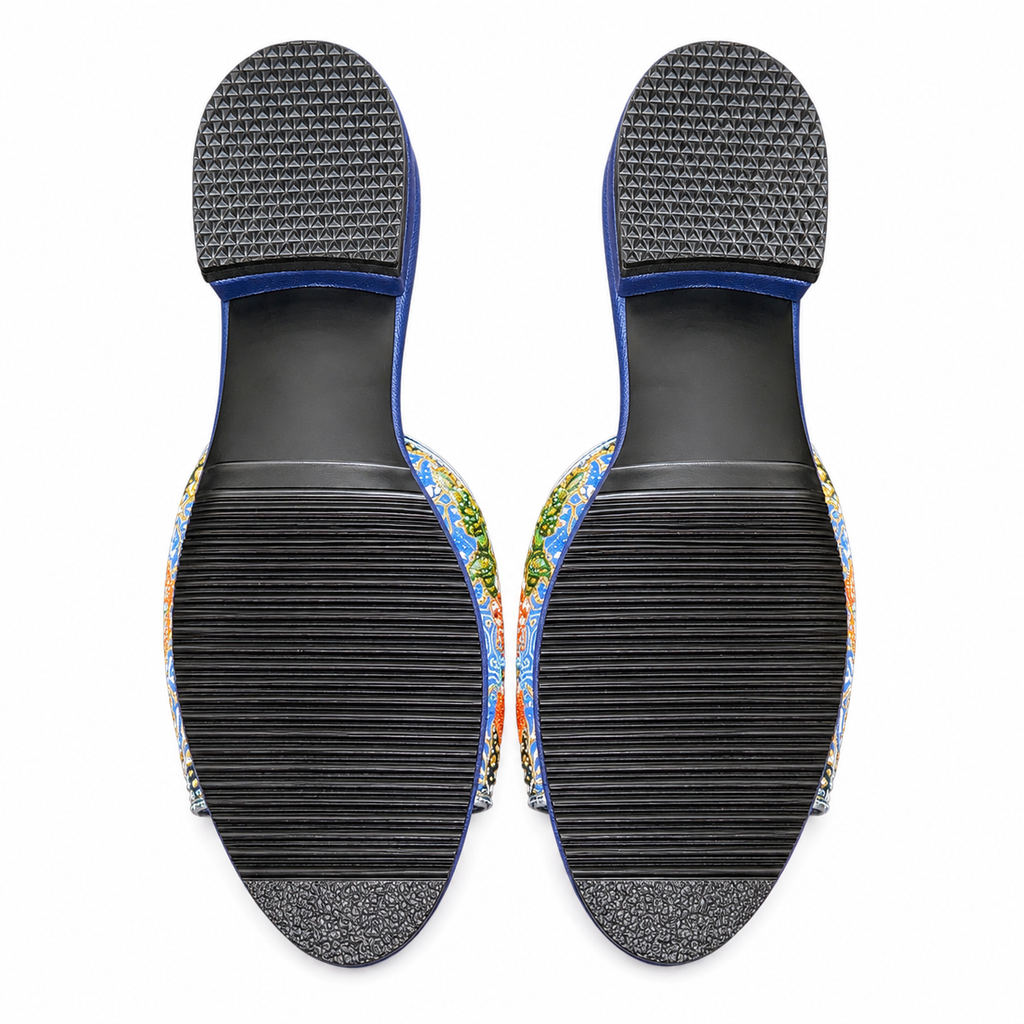 (FBLU-FLOT) Blue Flats - Turquoise Beaded Flower