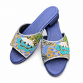 (FBLU-FLOT) Blue Flats - Turquoise Beaded Flower