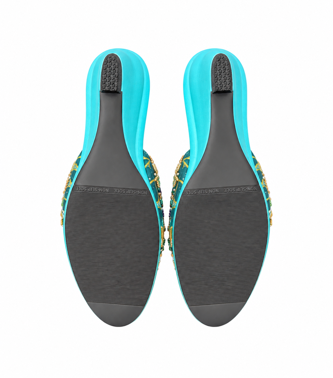 (WTUR-ORPUR) Turquoise Wedges - Purple Beaded Orchid