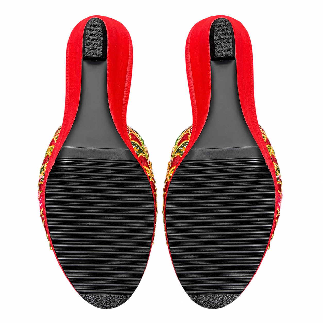 (WR-FLOT) Red Wedges - Turquoise Beaded Flower