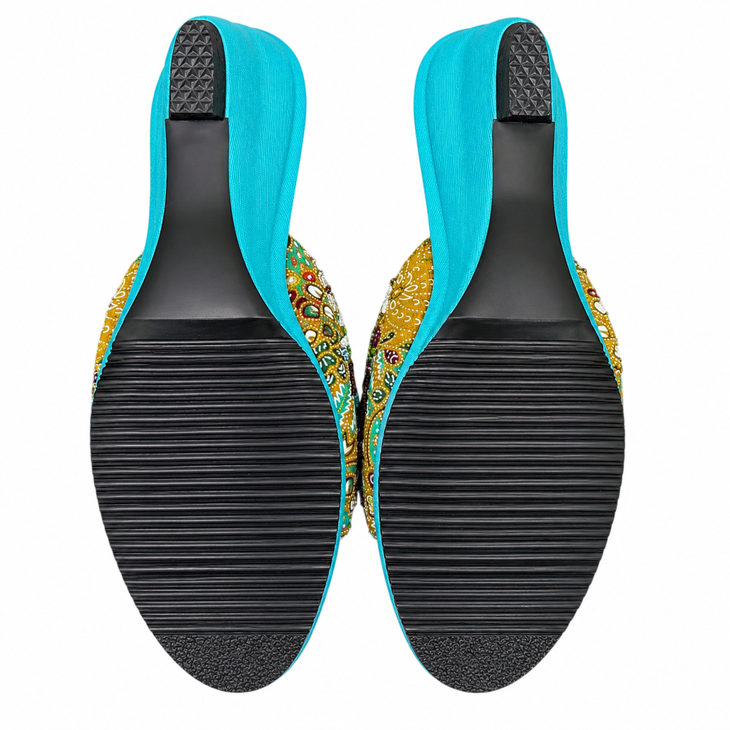 (WT-FLOT) Turquoise Wedges - Turquoise Beaded Flower