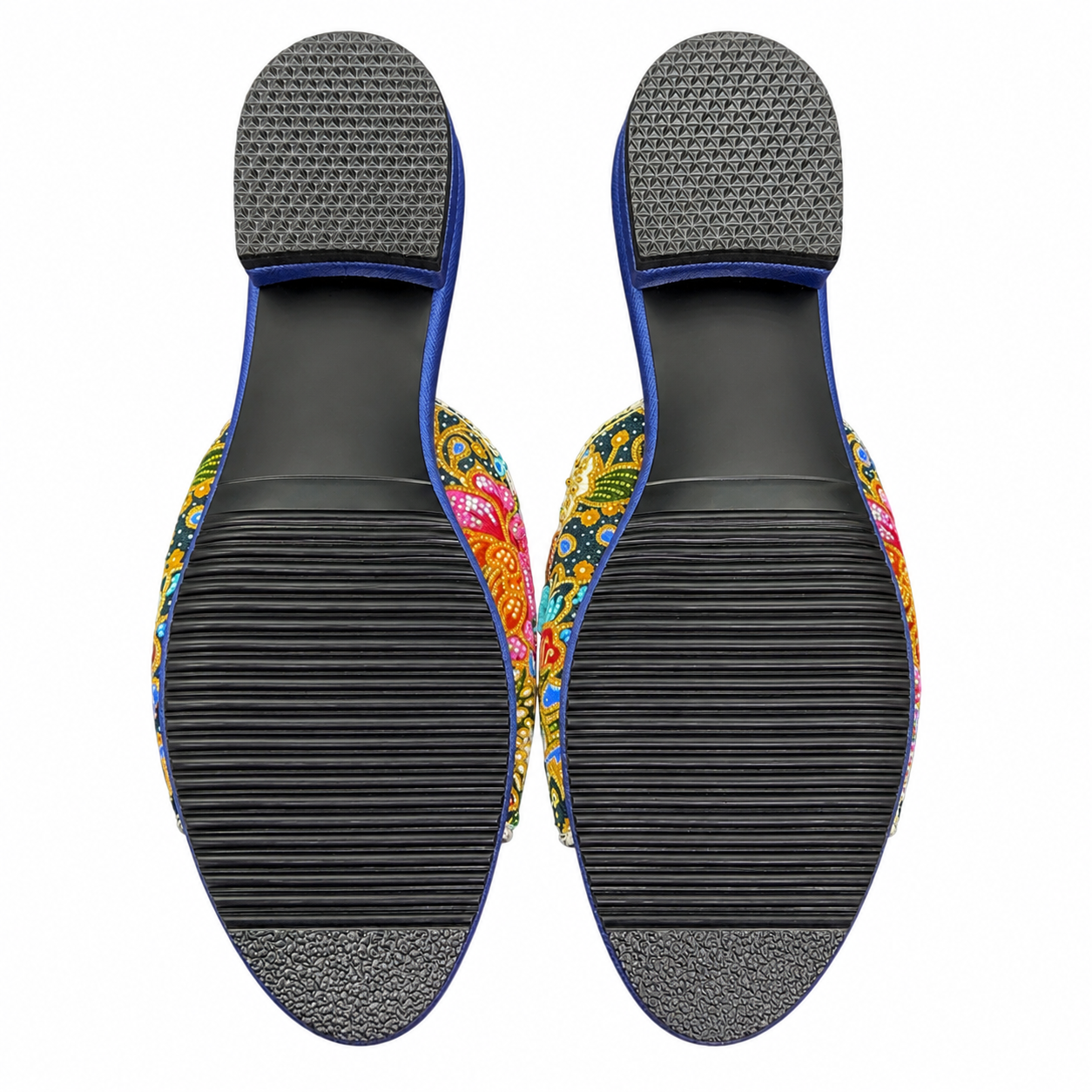 (FBLU-FLOO) Blue Flats - Orange Beaded Flower