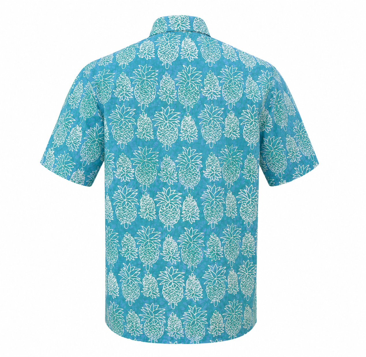 (SSPC-PIM-TUR) Short Sleeve Pointed Collar Turquoise Mini Pineapple Shirt