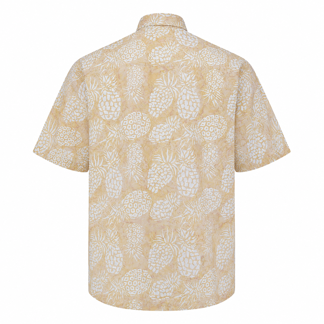 (SSPC-PI-BEI) Short Sleeve Pointed Collar Beige Pineapple Shirt
