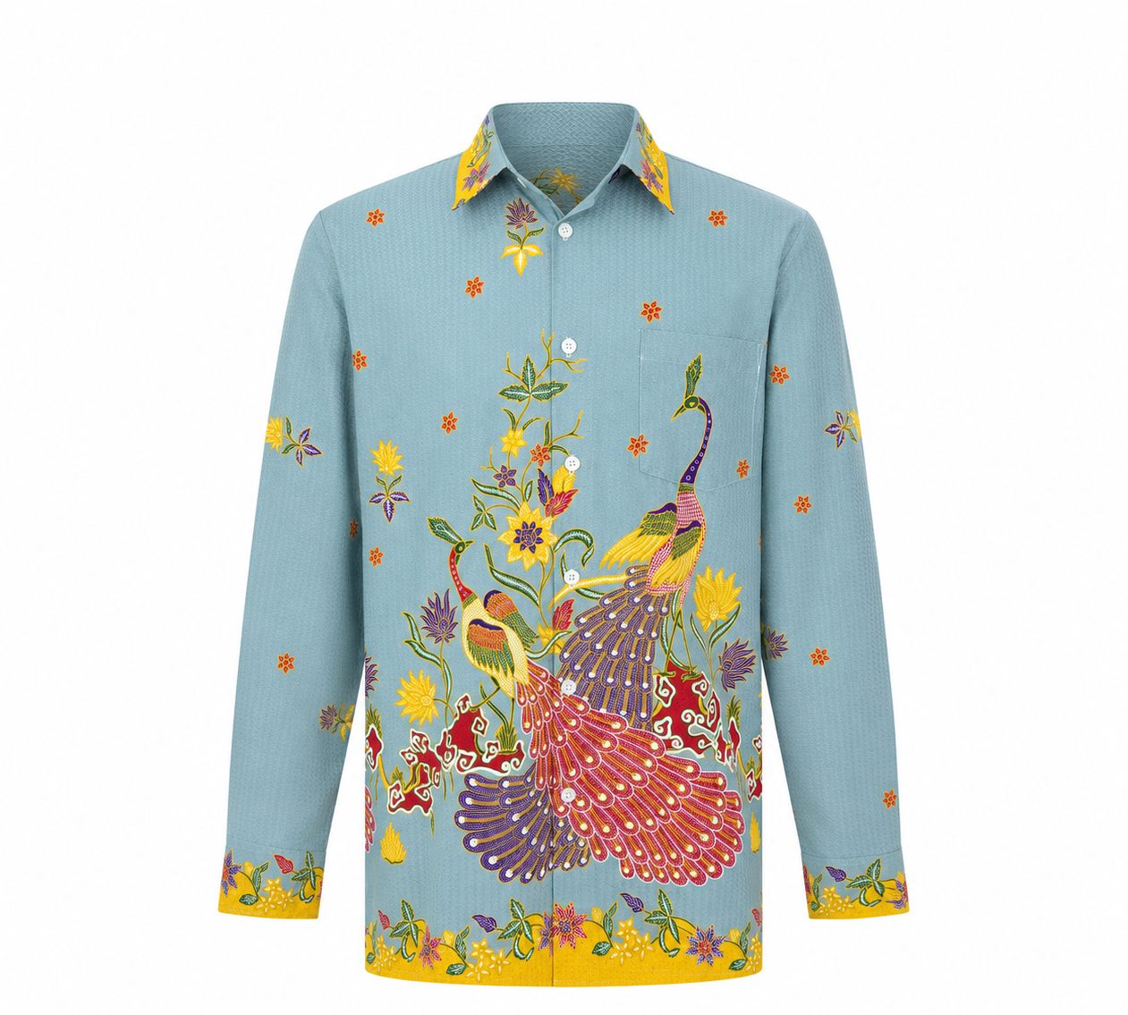 (LSPC-PE-SAG) Long Sleeve Pointed Collar Sage Peacock Shirt