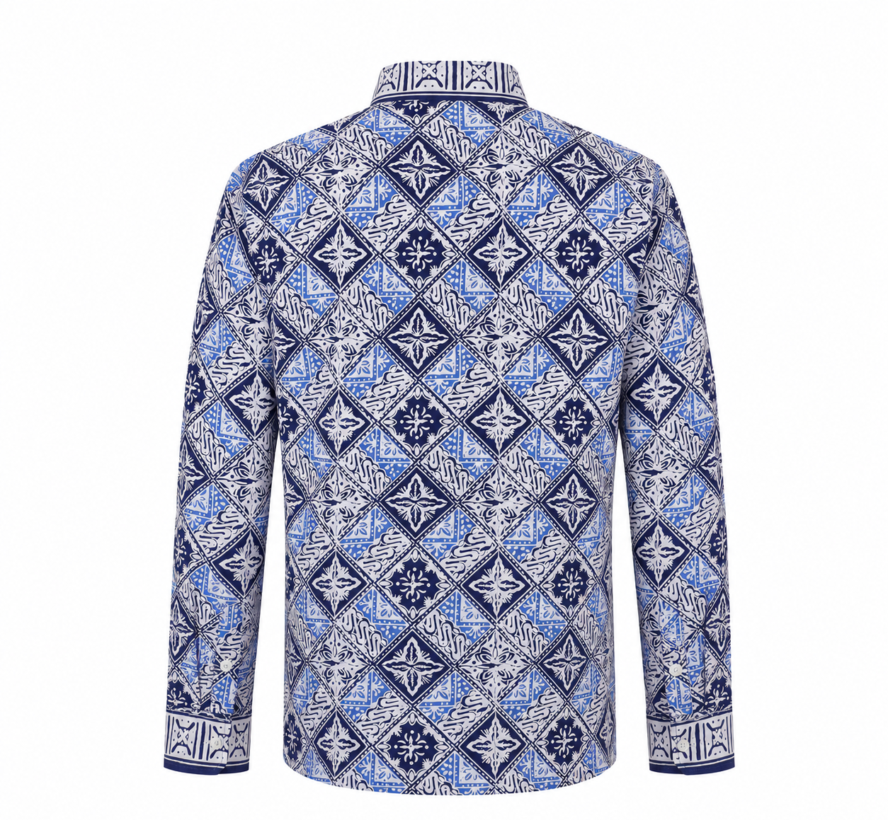 (LSPC-D-BLU) Long Sleeve Pointed Collar Blue Diamonds Shirt