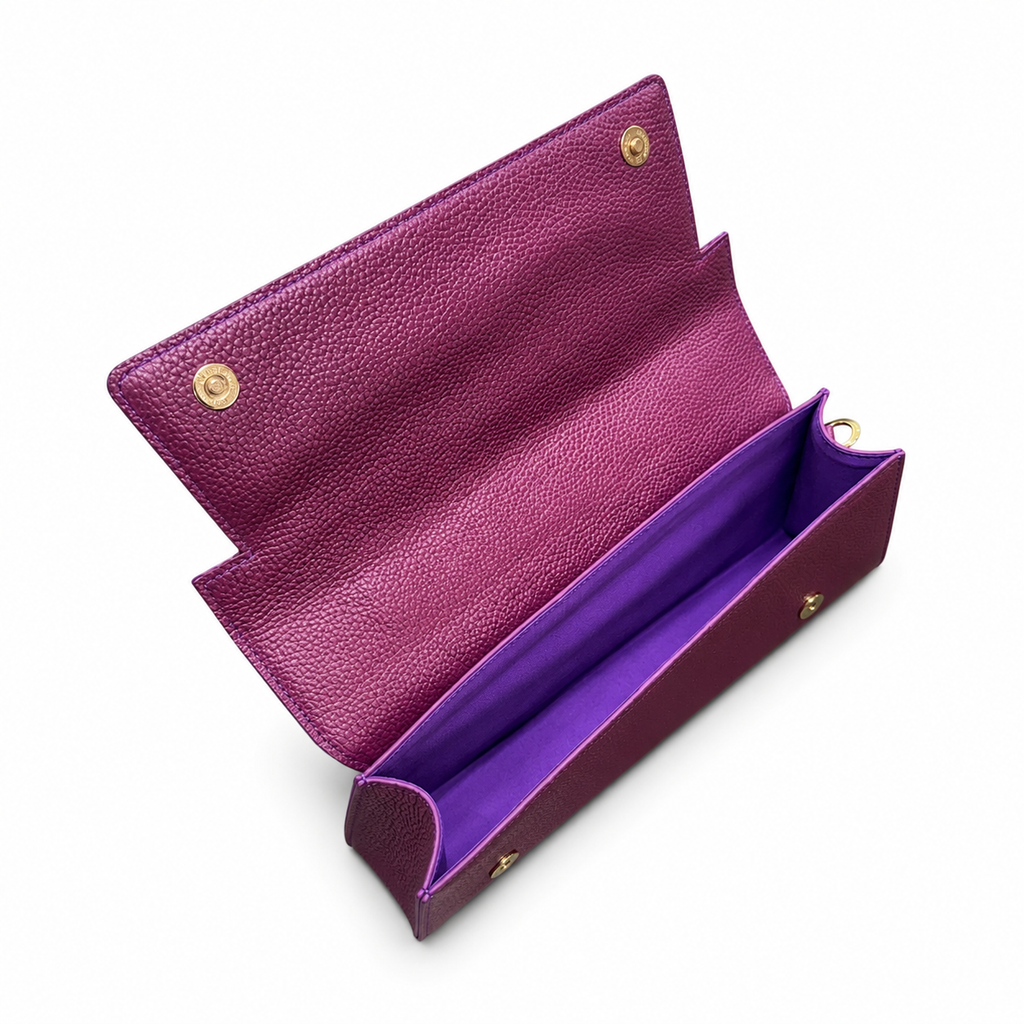 (TTCLTB-ORREDBLU-PUR) Red Blue Orchid Purple Leather Trapeze Bag