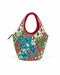 (TTCRTB-ORTURGRN-MAR) Turquoise Green Orchid Maroon Round Tote Bag