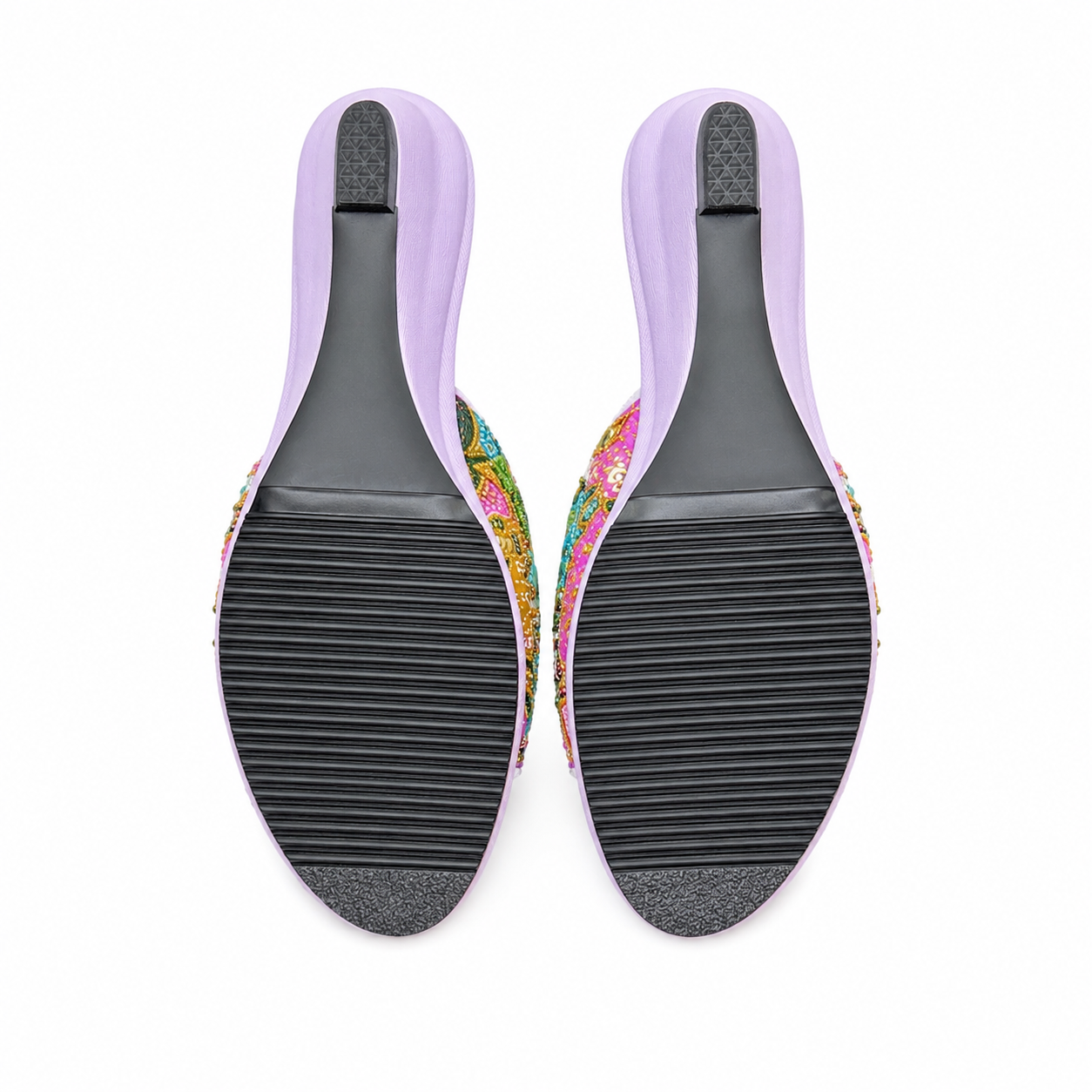 (WPU-FLOT) Purple Wedges - Turquoise Beaded Flower
