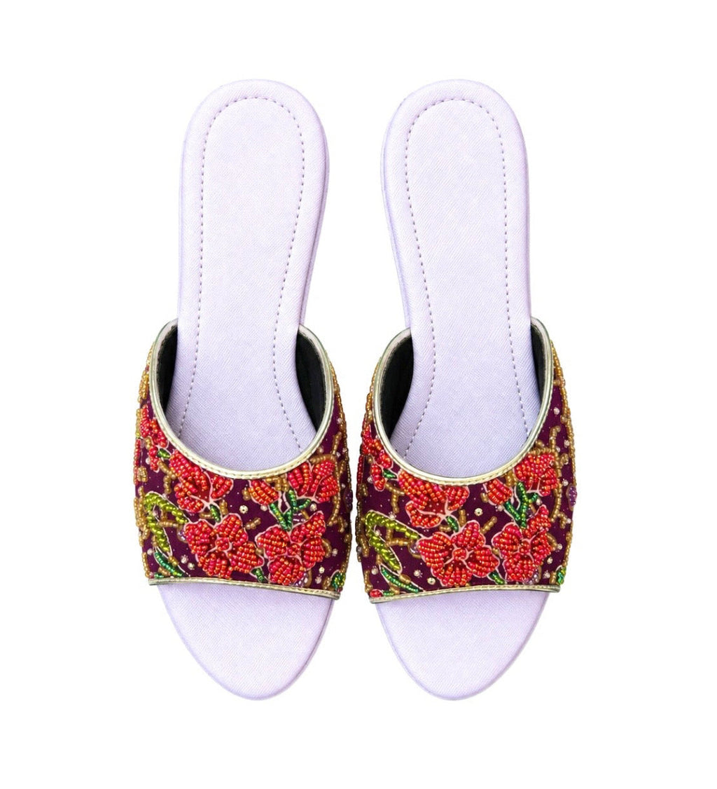 (WPUR-ORRED) Purple Wedges - Red Beaded Orchid