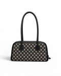 (TTCLBB-MD-BLK) Black Mini Daisies Leather Boston Bag