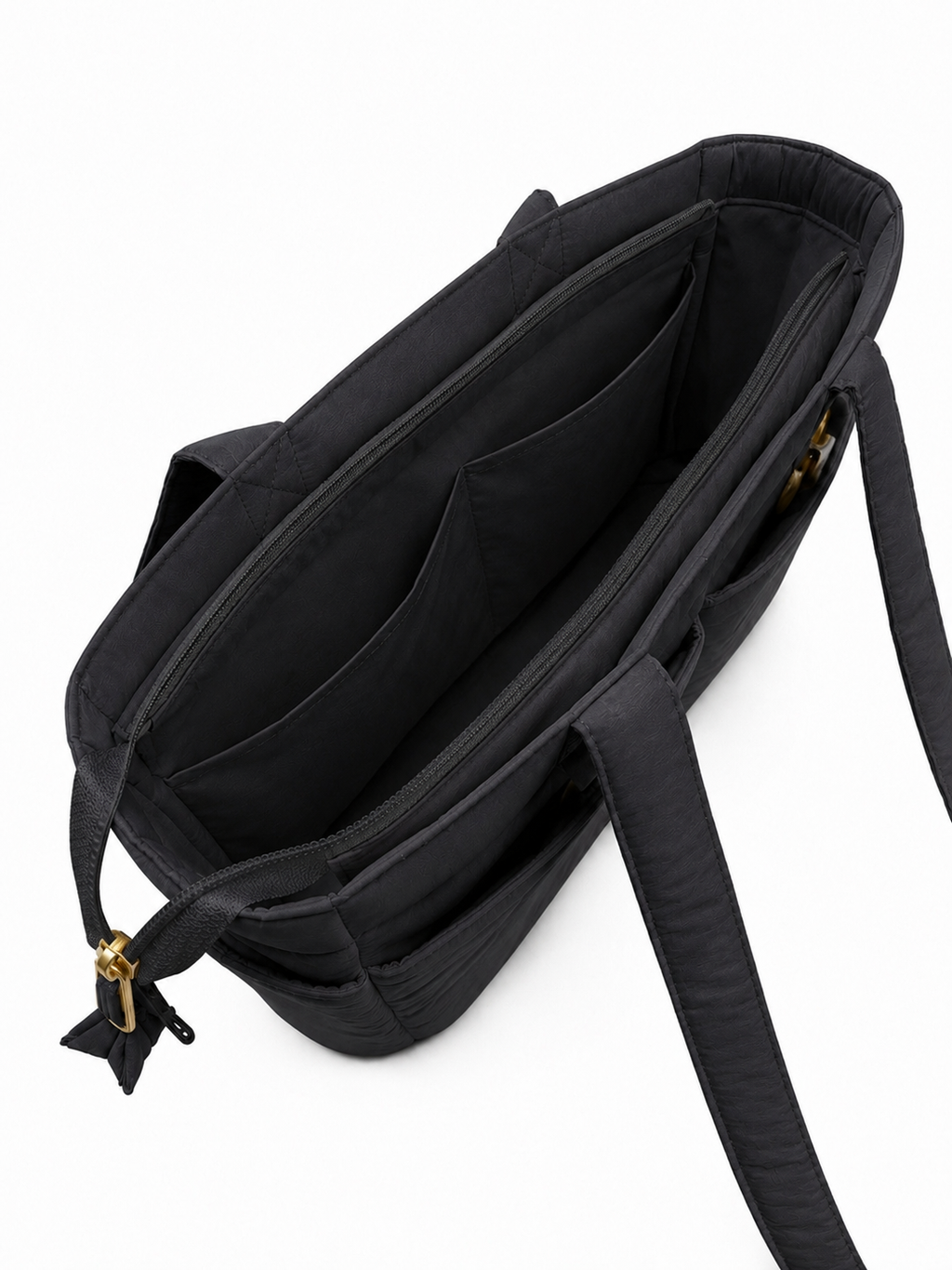 (TTCPEBB-PF-BLK) Black Puffer Peony Flower Embroidery Boston Bag