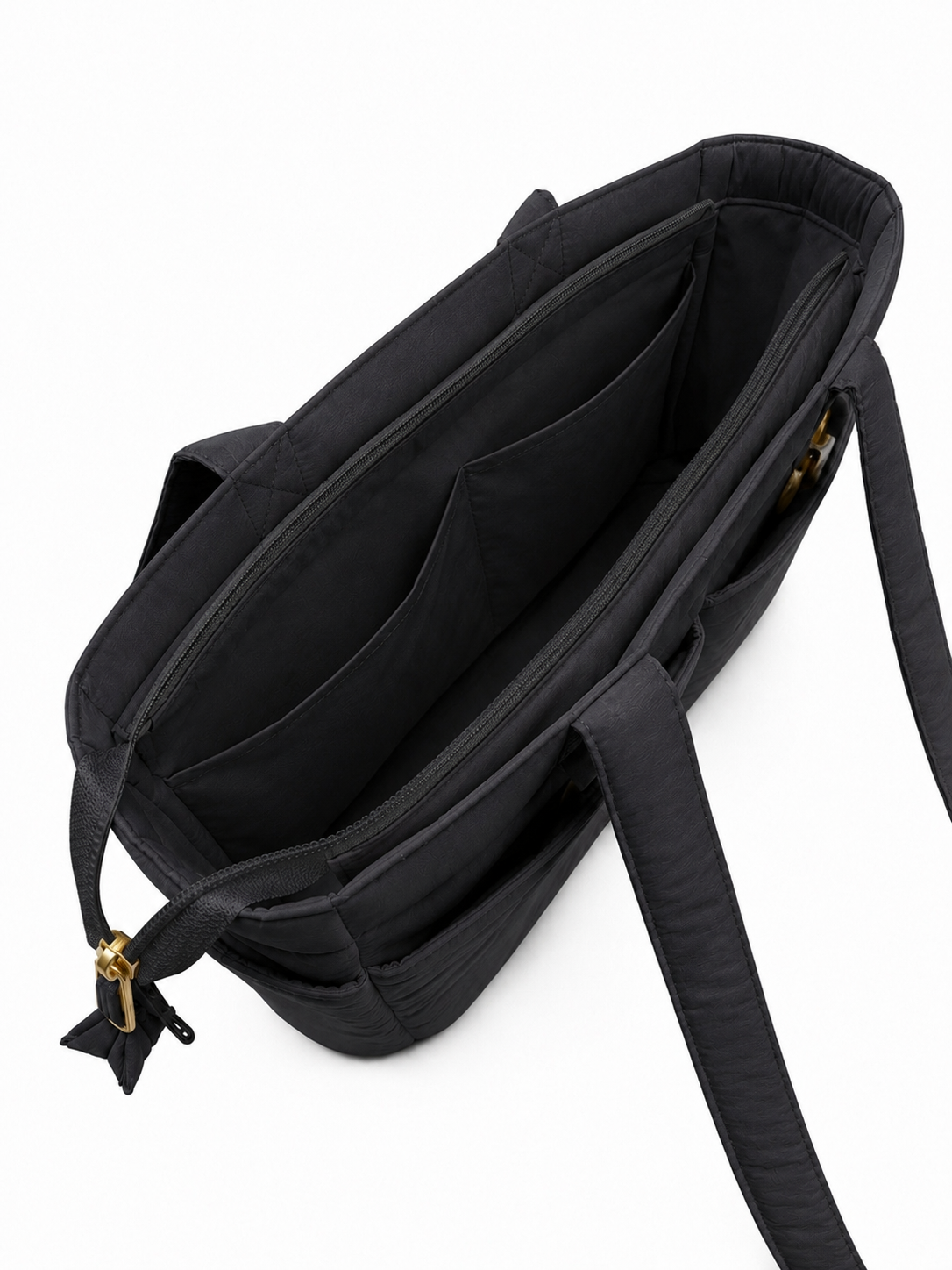 (TTCPEBB-PF-BLK) Black Puffer Peony Flower Embroidery Boston Bag