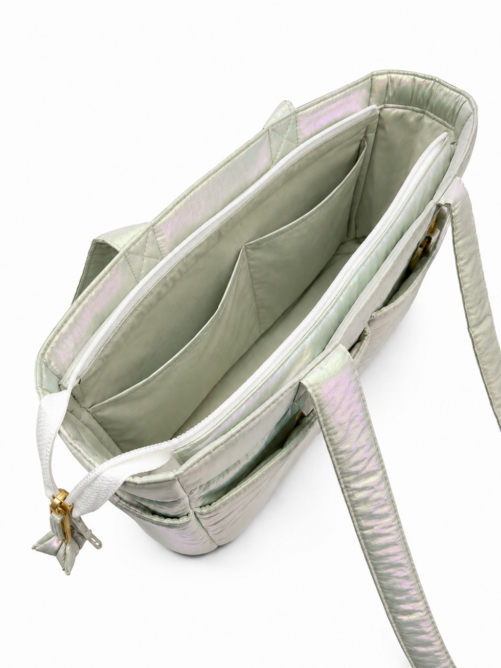 (TTCPEBB-PF-WPE) White Pearl Puffer Peony Flower Embroidery Boston Bag