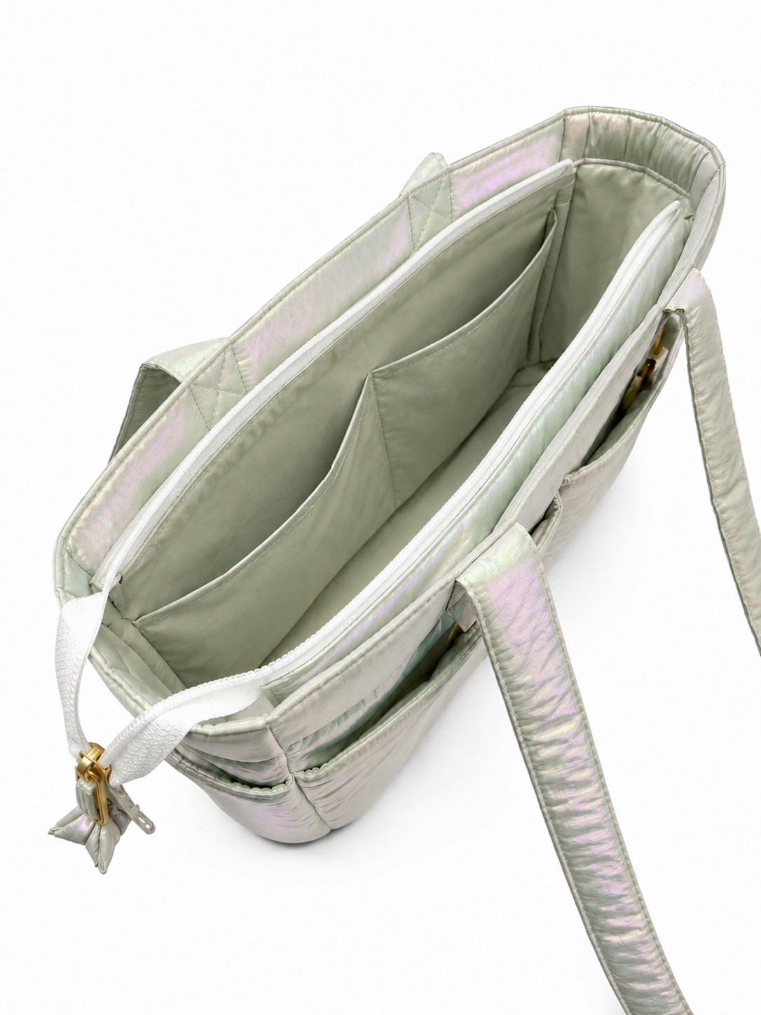 (TTCPEBB-PF-WPE) White Pearl Puffer Peony Flower Embroidery Boston Bag