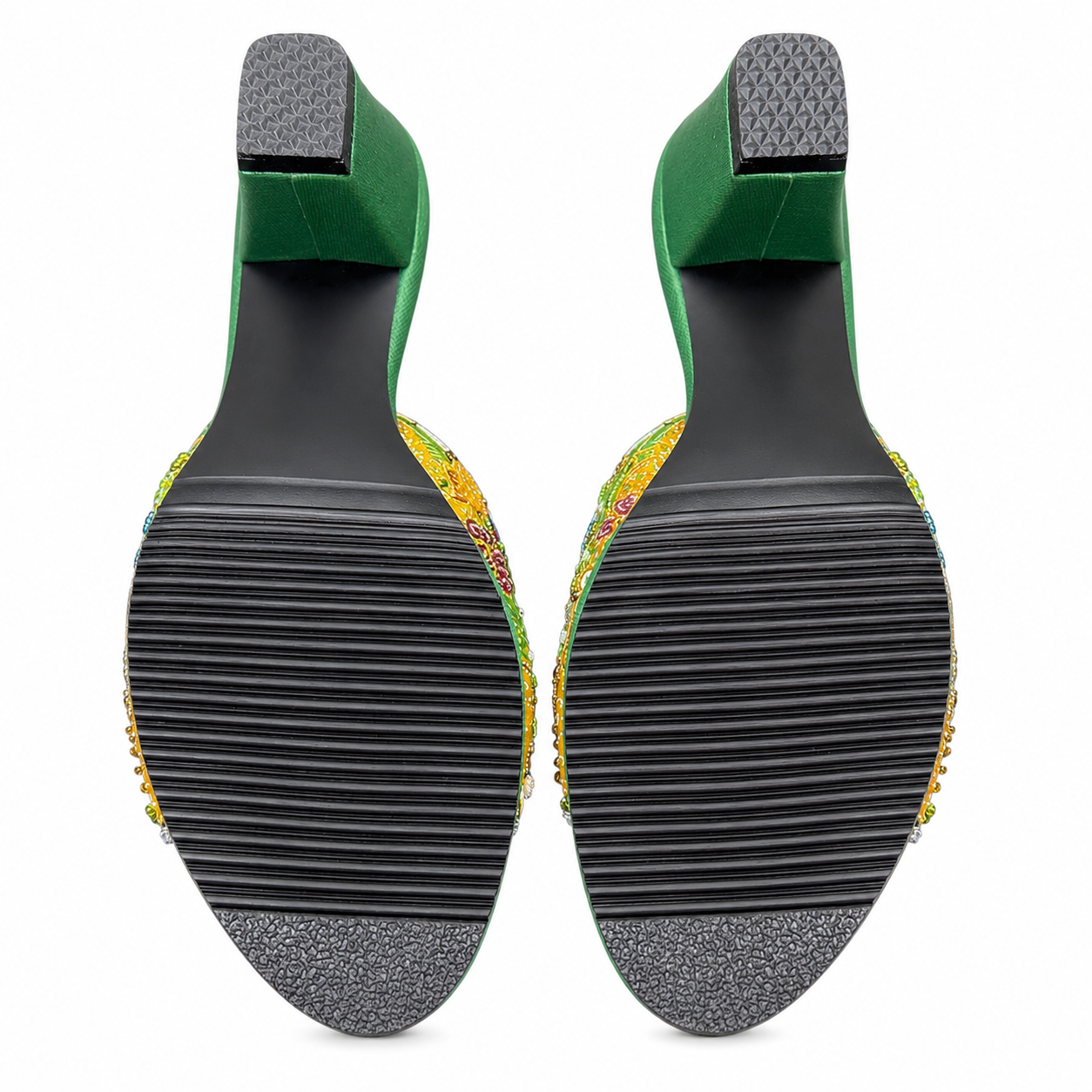 (HG-FLOO) Green Heels - Orange Beaded Flower