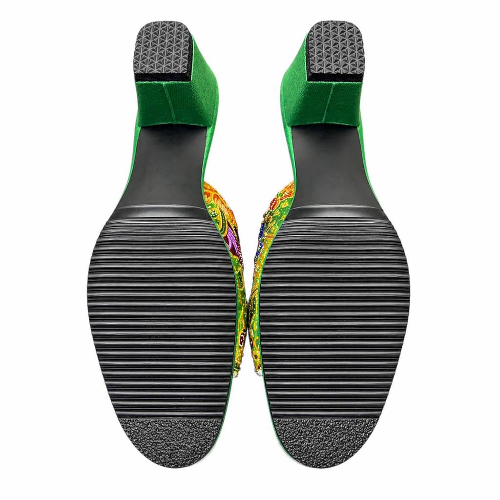 (HG-FLOG) Green Heels - Green Beaded Flower