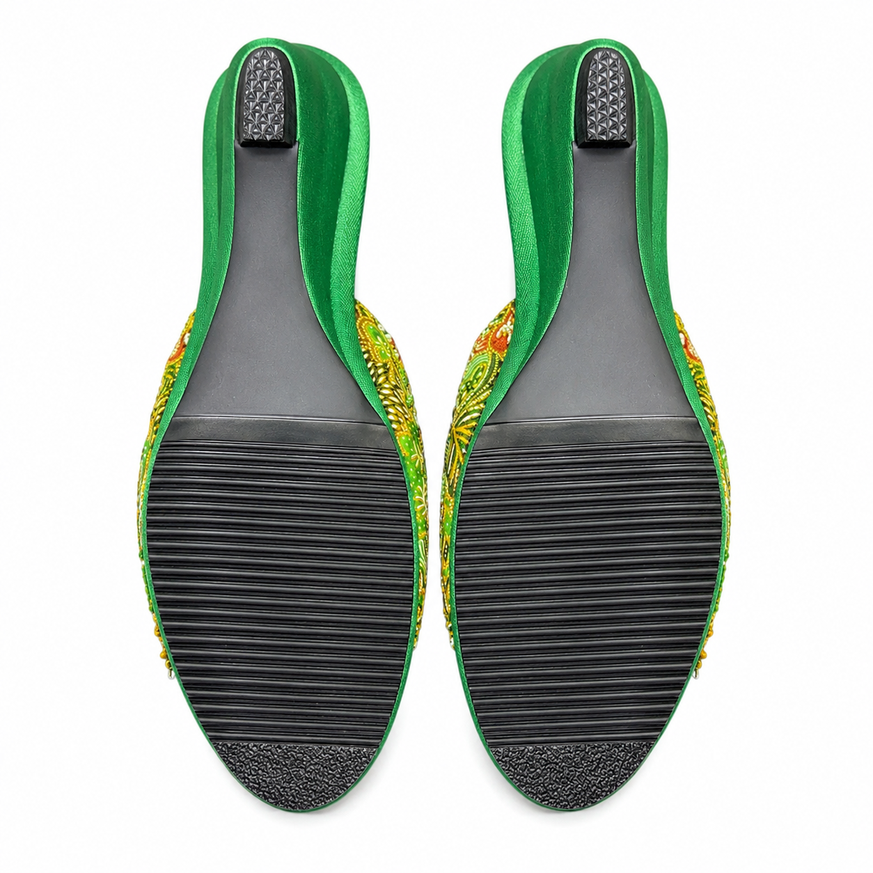 (WG-FLOG) Green Wedges - Green Beaded Flower