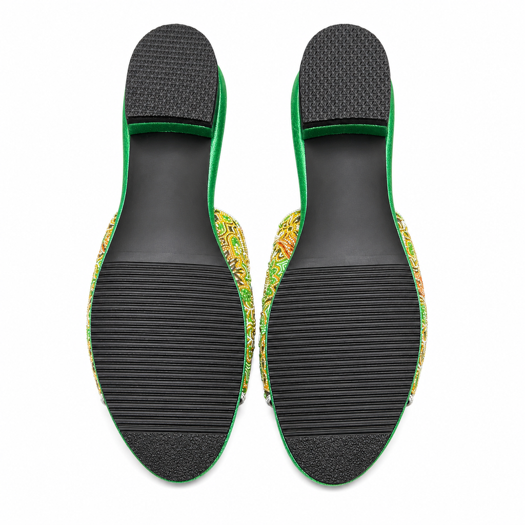 (FG-FLOG) Green Flats - Green Beaded Flower