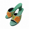 (HG-FLOO) Green Heels - Orange Beaded Flower
